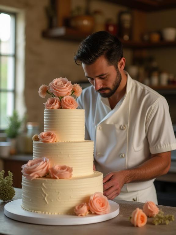 La fundadora de Río Dulce decorando una tarta con esmero